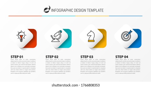 Infografische Design-Vorlage. Kreatives Konzept mit 4 Schritten. Kann für Workflow-Layout, Diagramm, Banner, Webdesign verwendet werden. Vektorgrafik