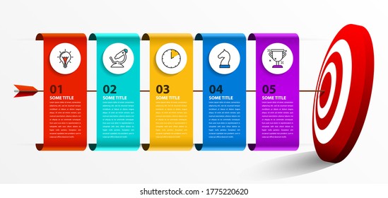 Infographic design template. Creative concept with 5 steps. Can be used for workflow layout, diagram, banner, webdesign. Vector illustration