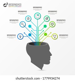 Infographic design template. Creative concept with 7 steps. Can be used for workflow layout, diagram, banner, webdesign. Vector illustration