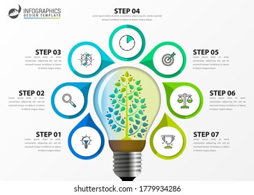 Infographic design template. Creative concept with 7 steps. Can be used for workflow layout, diagram, banner, webdesign. Vector illustration