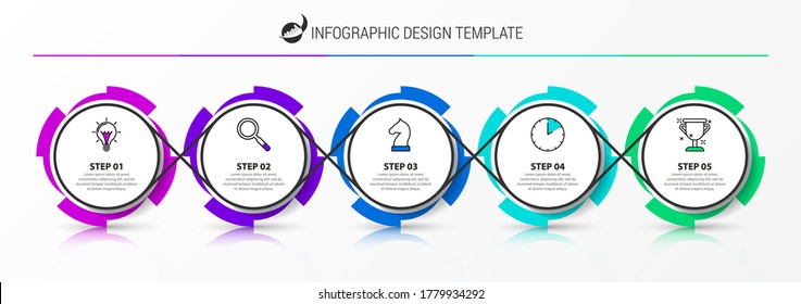 Infographic design template. Creative concept with 5 steps. Can be used for workflow layout, diagram, banner, webdesign. Vector illustration