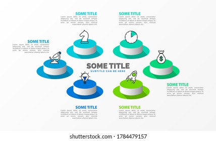 Plantilla de diseño infográfico. Concepto creativo con 6 pasos. Se puede utilizar para diseño de flujo de trabajo, diagrama, banner, diseño web. Ilustración del vector