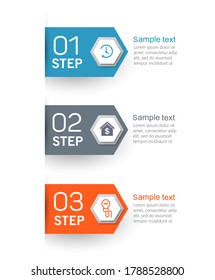 Infographic design template. Creative concept with 3 steps. Can be used for workflow layout, diagram, banner, web design. Vector illustration