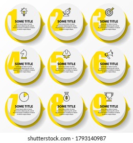 Infographic design template. Creative concept with 9 steps. Can be used for workflow layout, diagram, banner, webdesign. Vector illustration