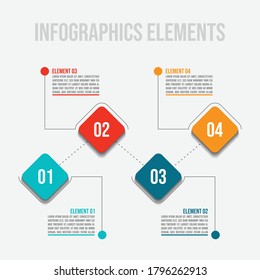 Infographic design template creative concept with 4 steps. 4 steps timeline infographic template with vector image