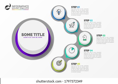 Infographic design template. Creative concept with 5 steps. Can be used for workflow layout, diagram, banner, webdesign. Vector illustration