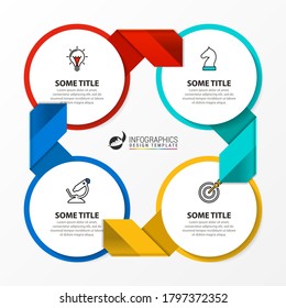 Plantilla de diseño infográfico. Concepto creativo con 4 pasos. Se puede utilizar para diseño de flujo de trabajo, diagrama, banner, diseño web. Ilustración del vector