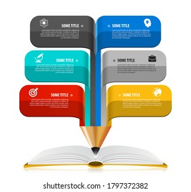 Infographic design template. Creative concept with 6 steps. Can be used for workflow layout, diagram, banner, webdesign. Vector illustration