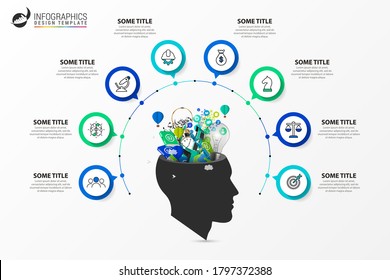 Infographic design template. Creative concept with 8 steps. Can be used for workflow layout, diagram, banner, webdesign. Vector illustration