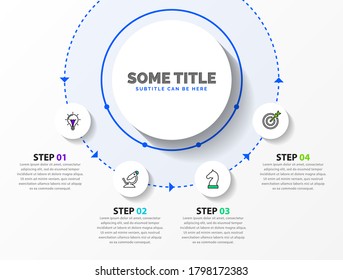 Infografische Design-Vorlage. Kreatives Konzept mit 4 Schritten. Kann für Workflow-Layout, Diagramm, Banner, Webdesign verwendet werden. Vektorgrafik