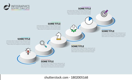 Infographic design template. Creative concept with 6 steps. Can be used for workflow layout, diagram, banner, webdesign. Vector illustration