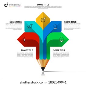 Plantilla de diseño infográfico. Concepto creativo con 5 pasos. Se puede utilizar para diseño de flujo de trabajo, diagrama, banner, diseño web. Ilustración del vector