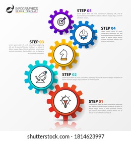 Infographic design template. Creative concept with 5 steps. Can be used for workflow layout, diagram, banner, webdesign. Vector illustration