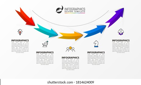 Infographic design template. Creative concept with 5 steps. Can be used for workflow layout, diagram, banner, webdesign. Vector illustration