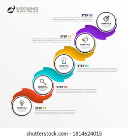 Infografische Design-Vorlage. Kreatives Konzept mit 5 Schritten. Kann für Workflow-Layout, Diagramm, Banner, Webdesign verwendet werden. Vektorgrafik