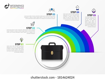 Infographic design template. Creative concept with 5 steps. Can be used for workflow layout, diagram, banner, webdesign. Vector illustration