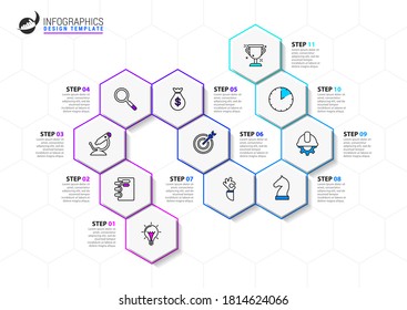 Infographic design template. Creative concept with 11 steps. Can be used for workflow layout, diagram, banner, webdesign. Vector illustration