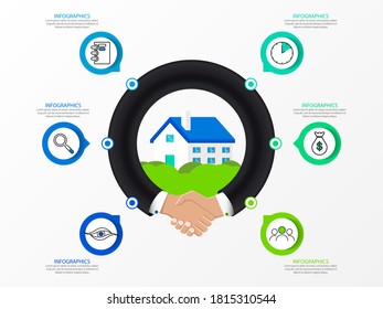 Infographic design template. Creative concept with 6 steps. Can be used for workflow layout, diagram, banner, webdesign. Vector illustration