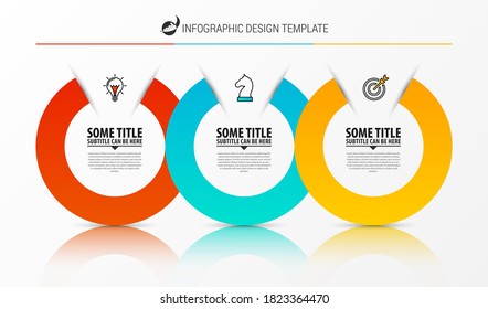 Plantilla de diseño infográfico. Concepto creativo con 3 pasos. Se puede utilizar para diseño de flujo de trabajo, diagrama, banner, diseño web. Ilustración del vector