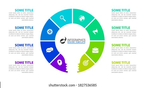 Infographic design template. Creative concept with 8 steps. Can be used for workflow layout, diagram, banner, webdesign. Vector illustration