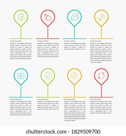 Plantilla de diseño infográfico. Concepto creativo con 8 pasos. diagrama. Ilustración del vector
