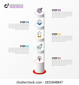 Infographic design template. Creative concept with 5 steps. Can be used for workflow layout, diagram, banner, webdesign. Vector illustration