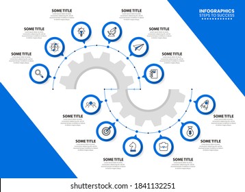 Infographic design template. Creative concept with 12 steps. Can be used for workflow layout, diagram, banner, webdesign. Vector illustration