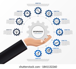 Infographic design template. Creative concept with 10 steps. Can be used for workflow layout, diagram, banner, webdesign. Vector illustration