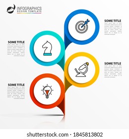 Plantilla de diseño infográfico. Concepto creativo con 4 pasos. Se puede utilizar para diseño de flujo de trabajo, diagrama, banner, diseño web. Ilustración del vector