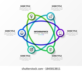 Infographic design template. Creative concept with 6 steps. Can be used for workflow layout, diagram, banner, webdesign. Vector illustration