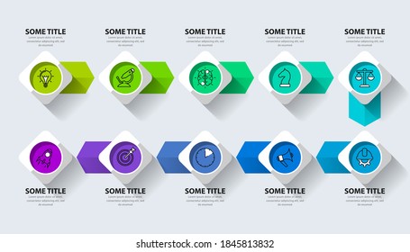 Infographic design template. Creative concept with 10 steps. Can be used for workflow layout, diagram, banner, webdesign. Vector illustration