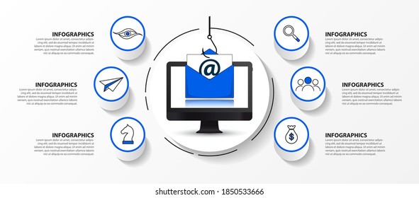 Infographic design template. Creative concept with 6 steps. Can be used for workflow layout, diagram, banner, webdesign. Vector illustration