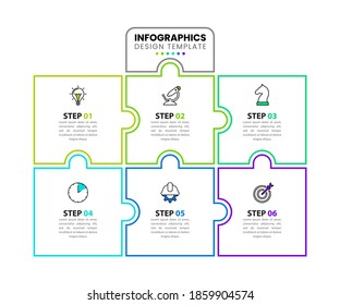 Infographic design template. Creative concept with 6 steps. Can be used for workflow layout, diagram, banner, webdesign. Vector illustration