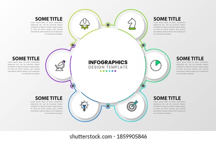 Infographic design template. Creative concept with 6 steps. Can be used for workflow layout, diagram, banner, webdesign. Vector illustration