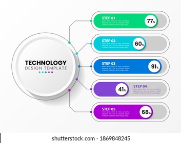 Infographic design template. Creative concept with 5 steps. Can be used for workflow layout, diagram, banner, webdesign. Vector illustration