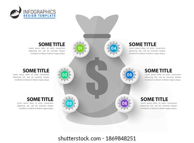 Infographic design template. Creative concept with 6 steps. Can be used for workflow layout, diagram, banner, webdesign. Vector illustration