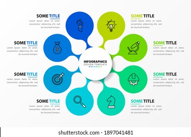 Infographic design template. Creative concept with 8 steps. Can be used for workflow layout, diagram, banner, webdesign. Vector illustration