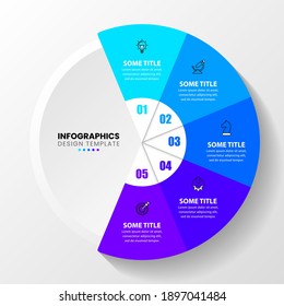 Infographic design template. Creative concept with 5 steps. Can be used for workflow layout, diagram, banner, webdesign. Vector illustration