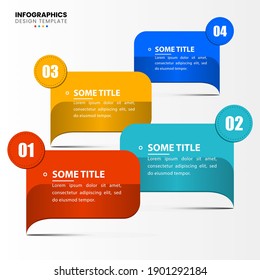 Plantilla de diseño infográfico. Concepto creativo con 4 pasos. Se puede utilizar para diseño de flujo de trabajo, diagrama, banner, diseño web. Ilustración del vector