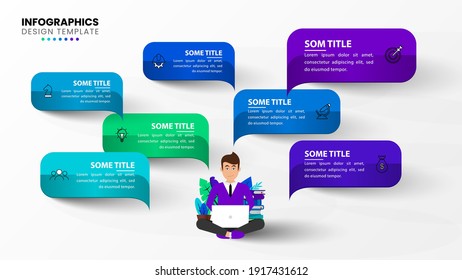 Infographic design template. Creative concept with 7 steps. Can be used for workflow layout, diagram, banner, webdesign. Vector illustration