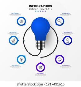 Infographic design template. Creative concept with 7 steps. Can be used for workflow layout, diagram, banner, webdesign. Vector illustration