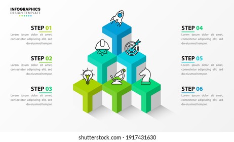 Infographic design template. Creative concept with 6 steps. Can be used for workflow layout, diagram, banner, webdesign. Vector illustration