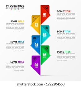 Infographic design template. Creative concept with 6 steps. Can be used for workflow layout, diagram, banner, webdesign. Vector illustration