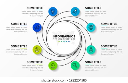 Infographic design template. Creative concept with 8 steps. Can be used for workflow layout, diagram, banner, webdesign. Vector illustration