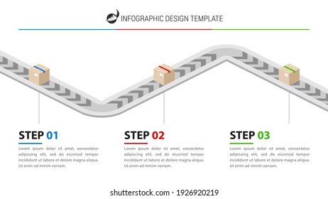 Infographic design template. Creative concept with 3 steps. Can be used for workflow layout, diagram, banner, webdesign. Vector illustration