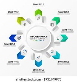Infographic design template. Creative concept with 8 steps. Can be used for workflow layout, diagram, banner, webdesign. Vector illustration