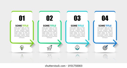 Infografische Design-Vorlage. Kreatives Konzept mit 4 Schritten. Kann für Workflow-Layout, Diagramm, Banner, Webdesign verwendet werden. Vektorgrafik.