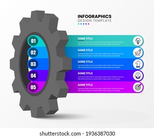 Infografische Design-Vorlage. Kreatives Konzept mit 5 Schritten. Kann für Workflow-Layout, Diagramm, Banner, Webdesign verwendet werden. Vektorgrafik