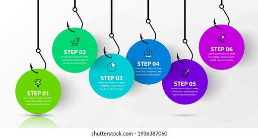 Infographic design template. Creative concept with 6 steps. Can be used for workflow layout, diagram, banner, webdesign. Vector illustration