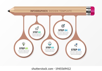 Infographic design template. Creative concept with 5 steps. Can be used for workflow layout, diagram, banner, webdesign. Vector illustration.